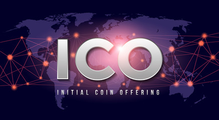 ICO, Initial coin offering vector illustration 