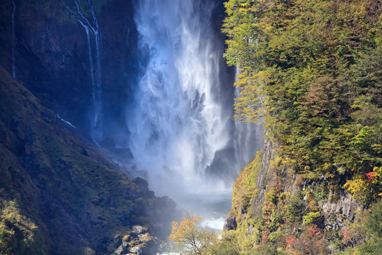 Autumnal kegon waterfall seen from Akechidaira - Fall of Japan