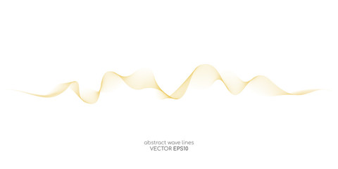 Vector smooth curve wave lines gold color isolated on white background for luxury concept design element or background.