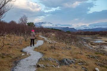 Happy walking in great nature, Nordland county