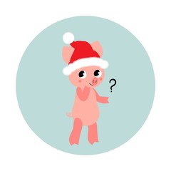 Funny and cute pig. Vector