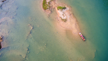 Passenger boats visit the Ban Gioc Falls area, Cao Bang, Vietnam
