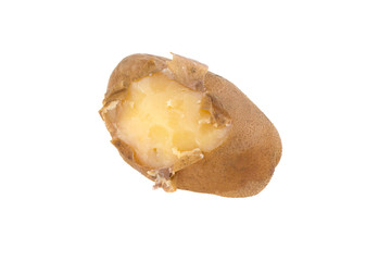 boiled potato peel isolated on white background