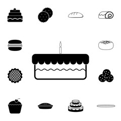 Cake with a candle icon. Detailed set of Bakery. Premium graphic design. One of the collection icons for websites, web design, mobile app