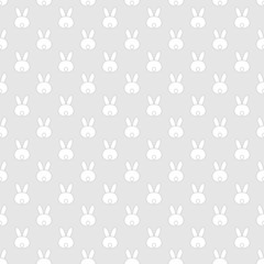Cute Easter seamless pattern. White bunny background