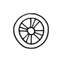 wheel icon. sketch isolated object black