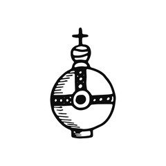 scepter of the king icon. sketch isolated object black