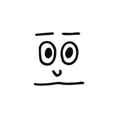 Funny face icon. sketch isolated object black
