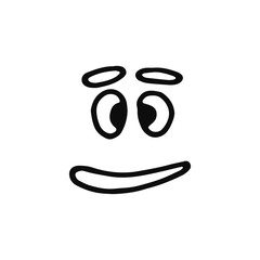 Funny face icon. sketch isolated object black