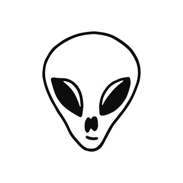 alien head icon. sketch isolated object black