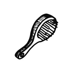 comb for hair icon. sketch isolated object black