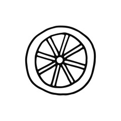 wheel icon. sketch isolated object black