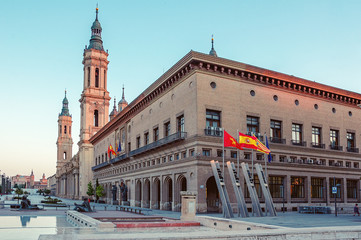 Zaragoza (Saragossa). Spain. Cityscape. Plaza del Pilar in the capital city of of Aragon.