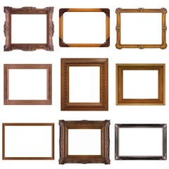 Set of wooden and silver frames for paintings, mirrors or photos