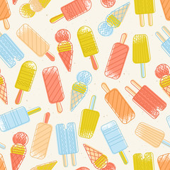 Ice cream pattern. Seamless colorful ice cream background. Vector illustration