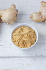 Grounded ginger and ginger root