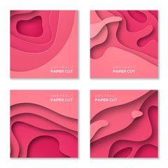 Square banners with pink paper cut