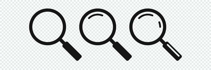 Search icon. Magnifying glass icon, vector magnifier or loupe sign. - obrazy, fototapety, plakaty