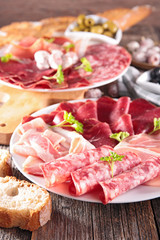 ham, bacon and salami