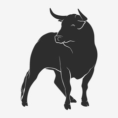 Bull on a white background. Vector Stock illustration