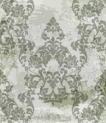 Vintage baroque card background Vector. Luxury ornament background decoration. Old ruined effects. Khaki delicate colors