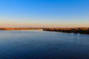 Fototapeta na wymiar View on the river Dnieper on autumn