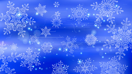 Snowflakes and festive lights - vector background with beautiful snowflakes that merrily shine and shimmer in color space