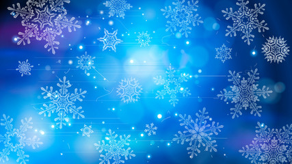 Snowflakes and festive lights - vector background with beautiful snowflakes that merrily shine and shimmer in color space