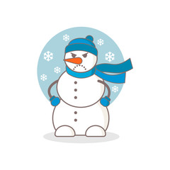 Angry snowman vector illustration