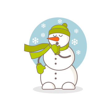 Yawning snowman vector illustration