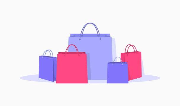 Shopping bags set. Isolated on white. Vector