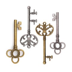 A set of gold and silver keys isolated on white background	