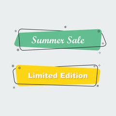 Collection of Sale Discount Styled Banners, ribbon, Emblems, Labels, Tags, ribbon. Flat design.