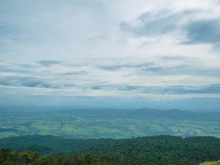Beautiful nature and cloud sky view on Khao Luang mountain in Ramkhamhaeng National Park,Sukhothai province Thailand