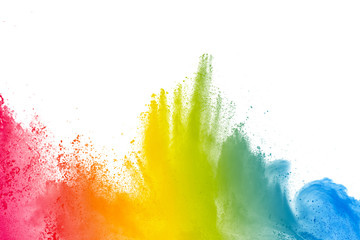 Colorful background of pastel powder.Color dust splash on white background.