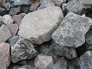 granite stones to strengthen the shore