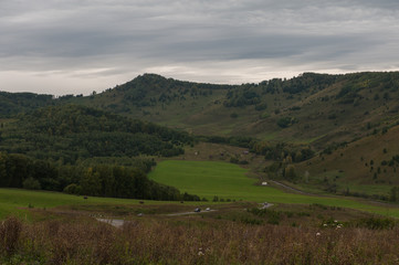 Altai mountains road through mountains pass