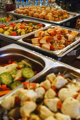 7247296 Catering and snacks on the table prepared for guests and participants of events.