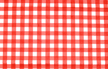 Tablecloth checkered red and white texture background, high detailed