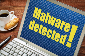malware detected alert on laptop screen