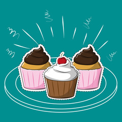 Desserts cartoons cut lines