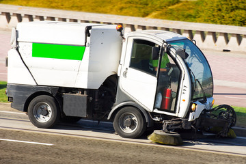 sweepers  electrical  vehicles cleaning the street city