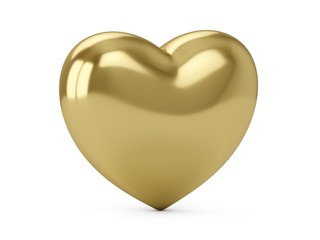 3D Rendering Golden Love Heart isolated on white background