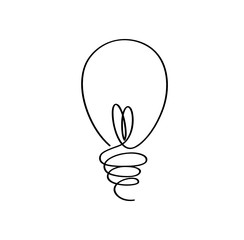 Light bulb icon with concept of idea. Vector isolated on white background. Contour line.