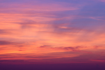 Blue purple sky Sunset and clouds. Beauty natural background
