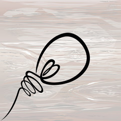 lamp hanging from above. Light bulbs icon concept of idea. Vector on wooden background. Contour line.