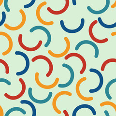 Memphis style. Bold Arc, Half circles. Seamless pattern. Multicolored. Abstract background.