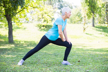 Maintaining the health of elderly woman in retirement concept