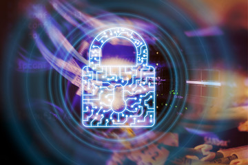 Cyber Security lock icon Information Privacy Data Protection internet and Technology concept.