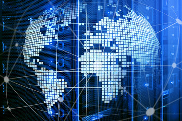 3D Earth as telecommunication and internet technology concept.